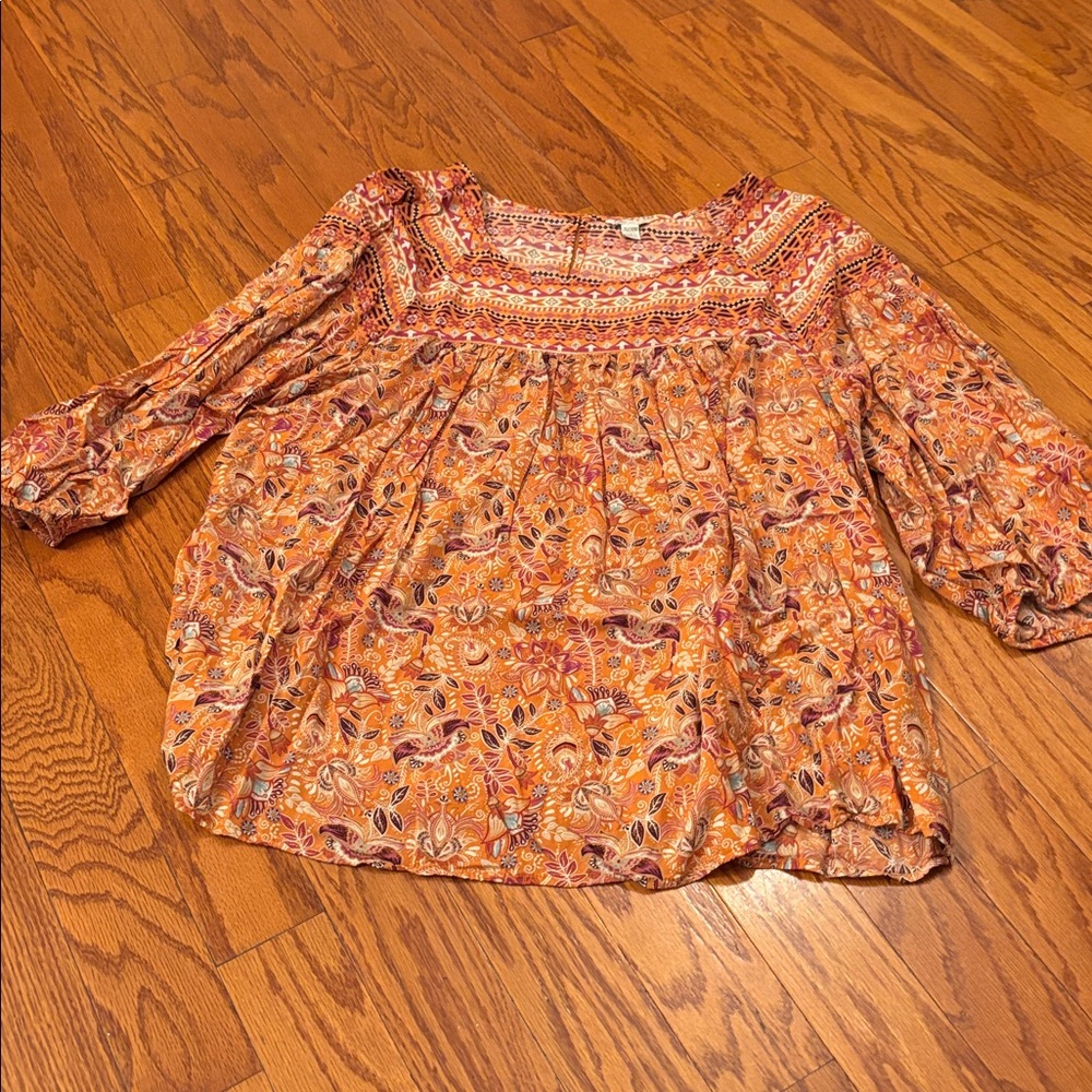Cato Orange Paisley Women's Top Soze 26/28W EUC